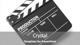  Presentation with clapper - Beautiful PPT theme featuring clapper board on white background backdrop and a gray colored foreground