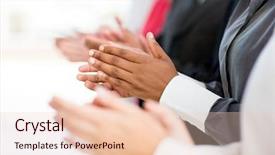  Presentation with news - Presentation design featuring clapping - business group applauding for good background and a lemonade colored foreground