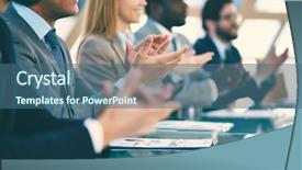  Presentation with partners - Beautiful presentation design featuring clapping - hands of business partners applauding backdrop and a ocean colored foreground