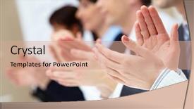 Presentation with partners - Beautiful PPT theme featuring clapping - photo of business partners hands backdrop and a coral colored foreground
