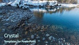  Presentation with blue crystal - PPT theme consisting of clar net - crystal pure water of blue background and a tawny brown colored foreground