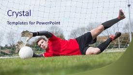  Presentation with saving - PPT layouts consisting of clar net - goalkeeper in red saving background and a sky blue colored foreground