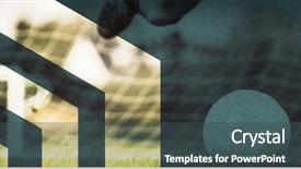  Presentation with goal ball - PPT theme consisting of clar net - goalkeeper kicking ball away background and a ocean colored foreground