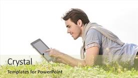  Presentation with net - Presentation with clar net - side view of young man background and a blonde colored foreground