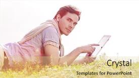  Presentation with net - Amazing slide deck having clar net - side view of young man backdrop and a  colored foreground