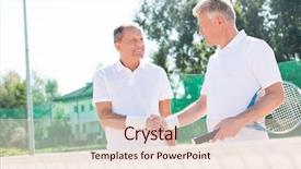  Presentation with lawn tennis a hard court - Audience pleasing theme consisting of clar net - smiling men greeting while standing backdrop and a  colored foreground