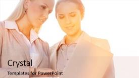  Presentation with net - Beautiful PPT layouts featuring clar net - young businesswomen using laptop backdrop and a coral colored foreground