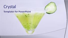  Presentation with organic farming and cucumber - Presentation consisting of clarification - cucumber cocktail on light background background and a  colored foreground