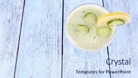  Presentation with mocktails and cocktail - Slide deck consisting of clarification - cucumber cocktail with lemon background and a  colored foreground