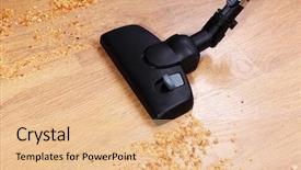  Presentation with floor - Presentation design with clarification - vacuuming floor in house background and a  colored foreground