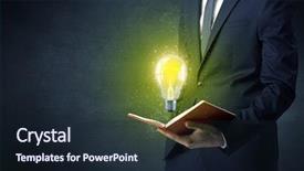  Presentation with e book reader - Cool new theme with clarify - businessman holding book with bulb backdrop and a wine colored foreground