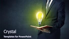  Presentation with medival book - Slides enhanced with clarify - businessman holding book with bulb background and a wine colored foreground