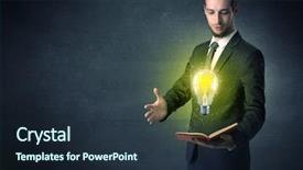  Presentation with bulb - PPT theme having clarify - businessman holding book with bulb background and a wine colored foreground