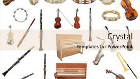  Presentation with music instruments - Presentation theme consisting of different music instruments isolated under the white background background and a lemonade colored foreground