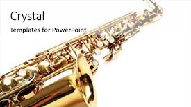  Presentation with golden - Slides consisting of golden saxophone isolated on white background and a white colored foreground