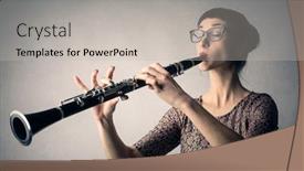  Presentation with clarinet - Cool new PPT theme with clarinet player backdrop and a light gray colored foreground