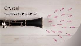  Presentation with clarinet - PPT theme with clarinet-with-petal-flowers background and a light gray colored foreground