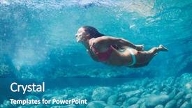  Presentation with floating - Beautiful presentation theme featuring clarity - attractive young woman floating backdrop and a teal colored foreground