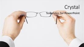  Presentation with eyeglasses - Slides consisting of clarity - close up of man hands background and a white colored foreground