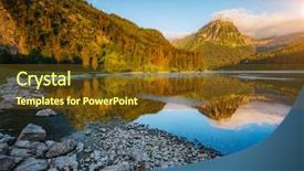  Presentation with pond - Slide set with clarity - great view of alpine pond background and a tawny brown colored foreground