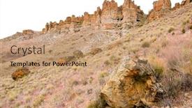  Presentation with cliff - Amazing PPT theme having clarno-palisades-rock-cliff backdrop and a coral colored foreground