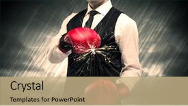  Presentation with sparkle - PPT theme featuring clashes - elegant businessman dressed in suit background and a coral colored foreground