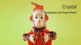  Presentation with monkey - Audience pleasing slide deck consisting of clashes - mechanical monkey toy with cymbals backdrop and a yellow colored foreground