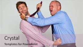  Presentation with shaking hands - Presentation design consisting of clashes - photo of two businessmen fighting background and a coral colored foreground