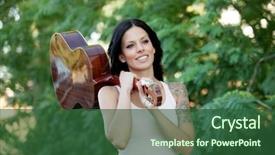  Presentation with clasic - Slides having clasical - brunette pretty woman background and a ocean colored foreground