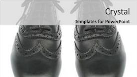  Presentation with leather shoes - Slide deck consisting of clasical - classic black leather shoes background and a  colored foreground