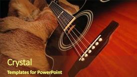  Presentation with guitar - Presentation design enhanced with clasical - guitar and the fur coat background and a tawny brown colored foreground