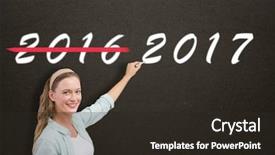  Presentation with student writing teacher - Audience pleasing presentation theme consisting of class 2017 - smiling teacher writing over white backdrop and a  colored foreground