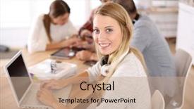  Presentation with med student in class - Colorful slide set enhanced with class and working on laptop backdrop and a coral colored foreground