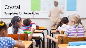  Presentation with elementary school - Theme consisting of class at the elementary school background and a  colored foreground