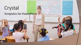  Presentation with elementary school female career day - Slides with class at the elementary school background and a  colored foreground