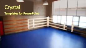  Presentation with boxing ring - Colorful slides enhanced with class battle - blurred view of empty boxing backdrop and a tawny brown colored foreground