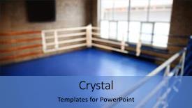  Presentation with boxing ring - Presentation theme having class battle - blurred view of empty boxing background and a teal colored foreground