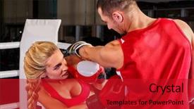  Presentation with boxing ring - Amazing slide set having class battle - couple man and woman wearing backdrop and a crimson colored foreground