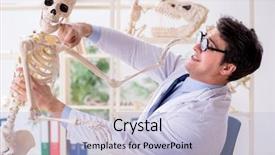  Presentation with human anatomy medical images - Presentation theme enhanced with class battle - crazy professor studying human skeleton background and a  colored foreground