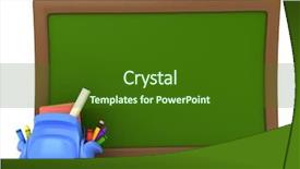  Presentation with bag - PPT theme featuring 3d illustration of a school background and a forest green colored foreground