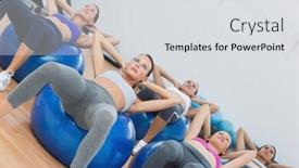  Presentation with abdominal - PPT layouts enhanced with class-doing-abdominal-crunches background and a light gray colored foreground