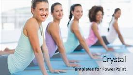  Presentation with healthy workplace full length side view - Cool new presentation design with class doing the cobra pose backdrop and a light blue colored foreground