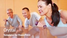  Presentation with elderly woman in nursing - Presentation consisting of class in a fitness center background and a coral colored foreground