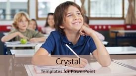  Presentation with happy - Presentation theme having student dream - happy young schoolboy looking up background and a  colored foreground