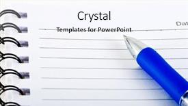  Presentation with note book - Amazing PPT layouts having pen over note book backdrop and a sky blue colored foreground