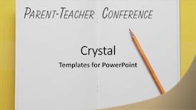  Presentation with teacher parent - Slide deck featuring text parent-teacher conference written background and a light gray colored foreground