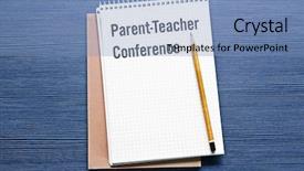  Presentation with teacher parent - Cool new theme with text parent-teacher conference written backdrop and a light blue colored foreground