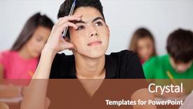  Presentation with teenage - Slide deck having journal academic - thoughtful teenage boy looking up background and a tawny brown colored foreground