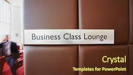  Presentation with airport lounge - Presentation design featuring class lounge on leather bound background and a tawny brown colored foreground