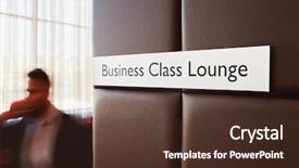  Presentation with airport lounge - Presentation featuring class lounge on leather bound background and a tawny brown colored foreground